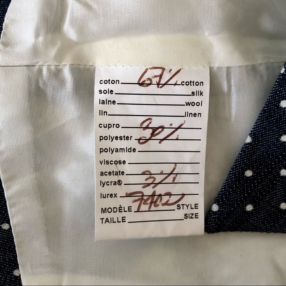 Vintage Christian Chenail Navy Polkadot Dress Size 8 - Picture 6 of 7